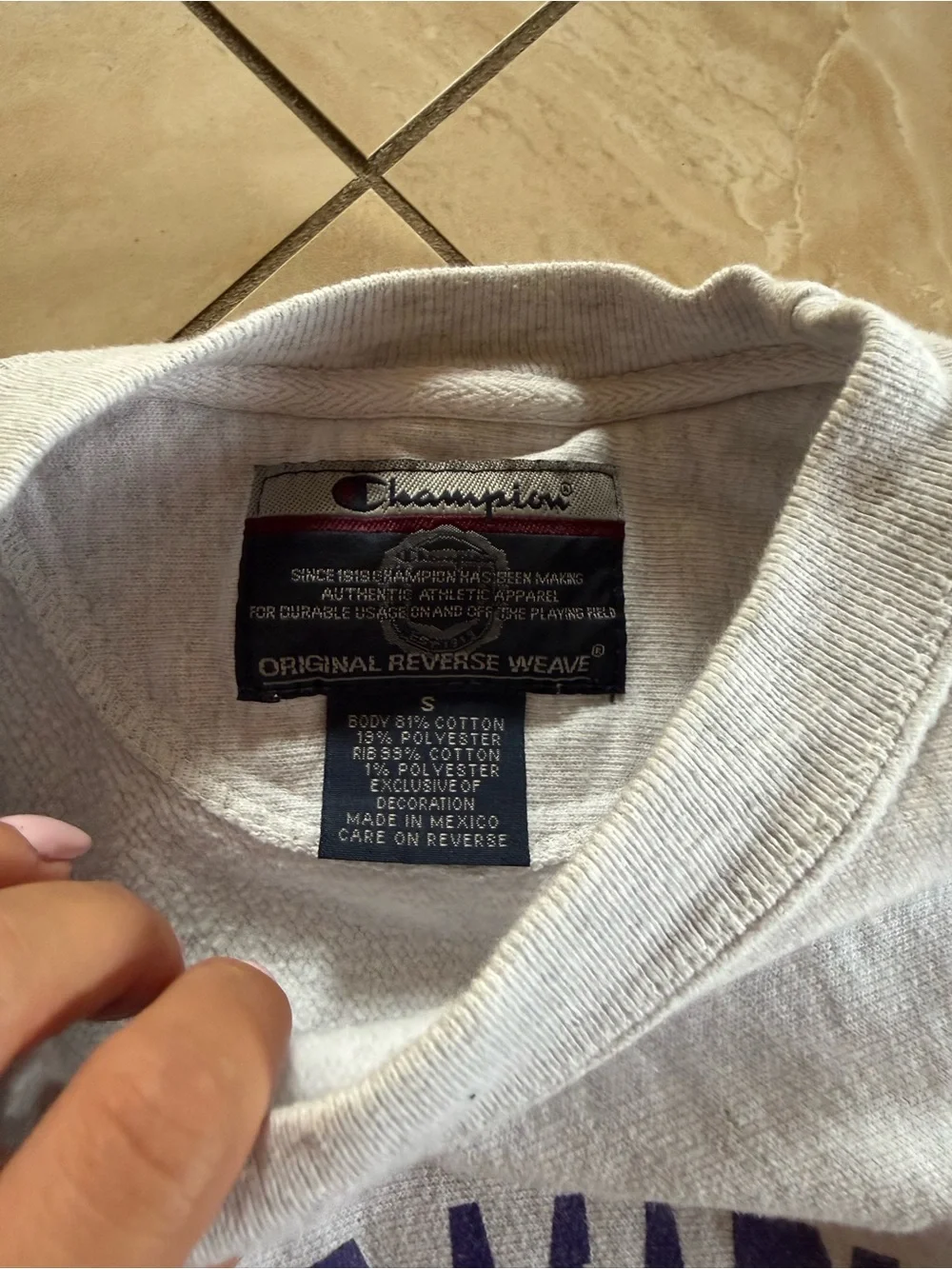 Champion Gray James Madison University Crewneck Sweatshirt - Purple Logo